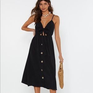 Nasty Gal Dresses - Black Tie Front Button Midi Dress Nasty Gal Dresses - Black Tie Front Button Midi Dress